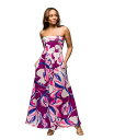 【送料無料】 24セブンコンフォート レディース ワンピース トップス Women's Purple Floral A Line Strapless Maxi Dress with Pockets White Mult(4)