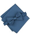 【送料無料】 アルファニ メンズ ネクタイ アクセサリー Men's Textured Bow Tie & Pocket Square Set Slate Bl...