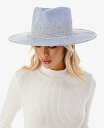 【送料無料】 マーカスアドレール レディース 帽子 アクセサリー Women's Lace Trim Wool Blend Panama Hat Blue