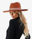 【送料無料】 マーカスアドレール レディース 帽子 アクセサリー Women's Chevron Trim Wool Blend Panama Hat Rust