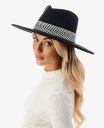 【送料無料】 マーカスアドレール レディース 帽子 アクセサリー Women's Chevron Trim Wool Blend Panama Hat Black