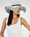 【送料無料】 アイ.エヌ.シー インターナショナル コンセプト レディース 帽子 アクセサリー Stripe-Brim Floppy Hat with Contrast Band White Black