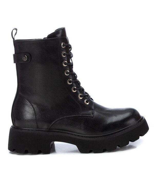 キシタイ レディース シューズ ブーツ・レインブーツ XTI Women's Combat Booties By Black ブラック