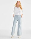 【送料無料】 スタイルアンドコー レディース デニムパンツ ボトムス Women's Striped High-Rise Wide-Leg Jeans Light Stripe(4)