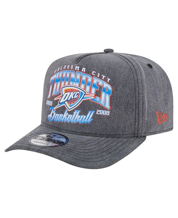 【送料無料】 ニューエラ メンズ 帽子 アクセサリー Men's Charcoal Oklahoma City Thunder Throwback Washed Pre-Curved 9FIFTY Snapback Hat Charcoal