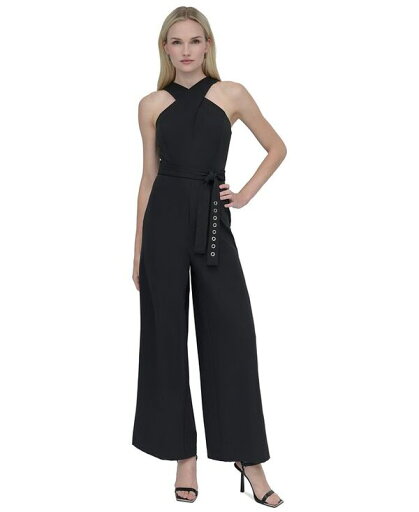 【送料無料】 ダナ キャラン ニューヨーク レディース ジャンプスーツ トップス Women's Crisscross Halter Belted Wide-Leg Jumpsuit Black 【送料無料】 ダナ キャラン ニューヨーク レディース ジャンプスーツ トップス Women's Crisscross Halter Belted Wide-Leg Jumpsuit Black