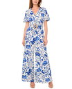 【送料無料】 ミスク レディース ジャンプスーツ トップス Women's Printed Flutter Sleeve Wide-Leg Jumpsuit T...