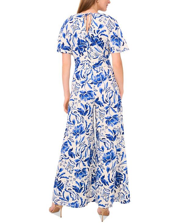 【送料無料】 ミスク レディース ジャンプスーツ トップス Women's Printed Flutter Sleeve Wide-Leg Jumpsuit Turtledove