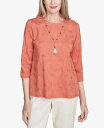 【送料無料】 アルフレッド ダナー レディース シャツ トップス Women's Natural Instinct Solid Leaf Embroidered Crew Neck Top Copper(4)