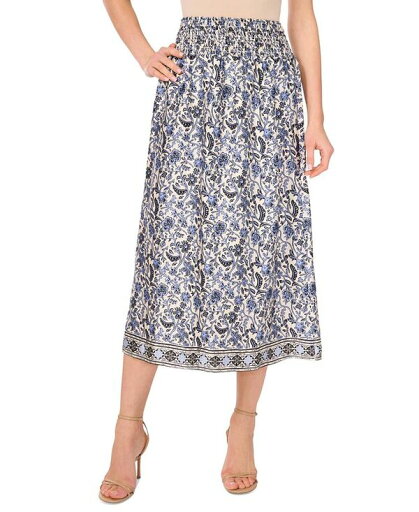 【送料無料】 ヴィンスカムート レディース スカート ボトムス Women's Floral-Print Smocked-Waist Skirt Denim 【送料無料】 ヴィンスカムート レディース スカート ボトムス Women's Floral-Print Smocked-Waist Skirt Denim