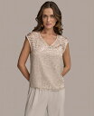 【送料無料】 ダナ キャラン ニューヨーク レディース シャツ トップス Women's V-Neck Burnout Blouse Sand(4)