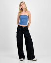 【送料無料】 セレブリティピンク レディース カジュアルパンツ ボトムス Juniors' Cargo Strap Wide-Leg Pants Black(4)