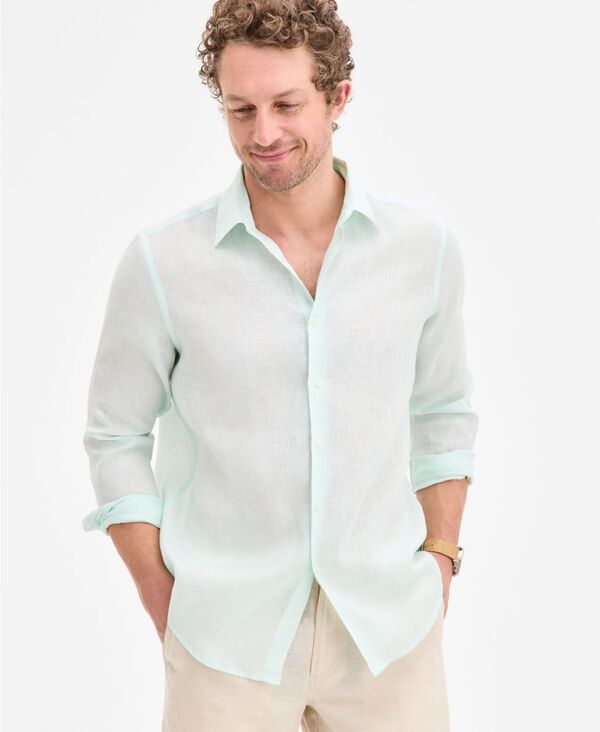 【送料無料】 クラブルーム メンズ シャツ トップス Men's 100% Linen Shirt Created for Macy's Aqua Whisp