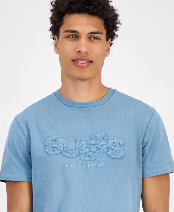 【送料無料】 ゲス メンズ Tシャツ トップス Men's Cotton Embroidered-Logo Crewneck T-Shirt Honest Blue Multi