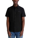 【送料無料】 カール ラガーフェルド メンズ シャツ トップス Men's Regular-Fit Solid Textured Button-Down Shirt Black