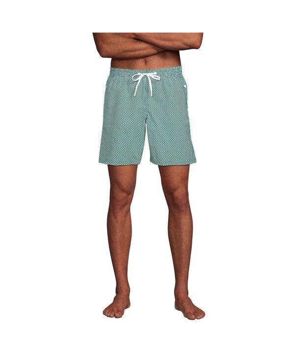 【送料無料】 ランズエンド メンズ ハーフパンツ・ショーツ 水着 Men's 7 Inch Volley Hydroliner Swim Trunks Soft jade emerald geo