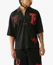 【送料無料】 トゥルーレリジョン メンズ ポロシャツ トップス Men's Short Sleeve Oversized Mesh Polo Shirt Jet...