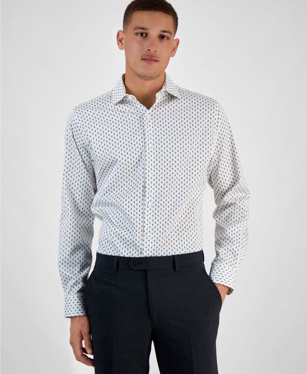 バースリー メンズ トップス シャツ プリント Bar III Men's Bree Slim-Fit Stretch Leaf-Print Dress ..