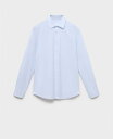 【送料無料】 マンゴ メンズ シャツ トップス Men's Cotton Slim-Fit Striped Shirt Sky Blue