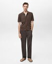 【送料無料】 マンゴ メンズ シャツ トップス Men's Openwork Knit Structured Shirt Chocolate