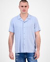 【送料無料】 ゲス メンズ シャツ トップス Men's Spencer Printed Short Sleeve Button-Front Camp Shirt Nimbus Blue