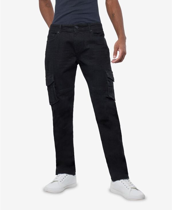 【送料無料】 エックスレイ メンズ デニムパンツ ボトムス Men's Slim Fit Flex Cargo Jeans Jet black
