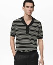 【送料無料】 マンゴ メンズ ポロシャツ トップス Men's Striped Braided Knit Polo Shirt Black