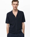 【送料無料】 マンゴ メンズ シャツ トップス Men's Ribbed Structure Shirt Dark Navy