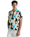 【送料無料】 オリジナルペンギン メンズ シャツ トップス Men's Slim-Fit Camp Collar Terry Short-Sleeve Shirt Horizon Blue