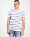 【送料無料】 ゲス メンズ シャツ トップス Men's Elon Short Sleeve Textured Striped Crewneck T-Shirt Nimbus Blue Multi