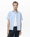 【送料無料】 マンゴ メンズ シャツ トップス Men's Short Sleeve Linen-Blend Shirt Blue