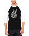 【送料無料】 エルエーポップアート メンズ Tシャツ トップス Men's Peace Finger Notes Raglan Baseball Word Art T-Shirt Black White