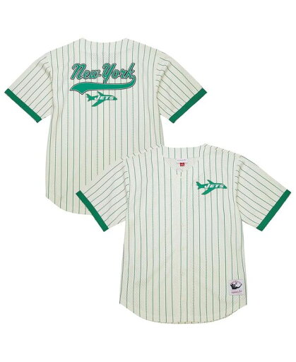 【送料無料】 ミッチェル&ネス メンズ Tシャツ トップス Men's Cream New York Jets Vintage Logo Final Seconds Full-Button Mesh T-Shirt Cream 【送料無料】 ミッチェル&ネス メンズ Tシャツ トップス Men's Cream New York Jets Vintage Logo Final Seconds Full-Button Mesh T-Shirt Cream