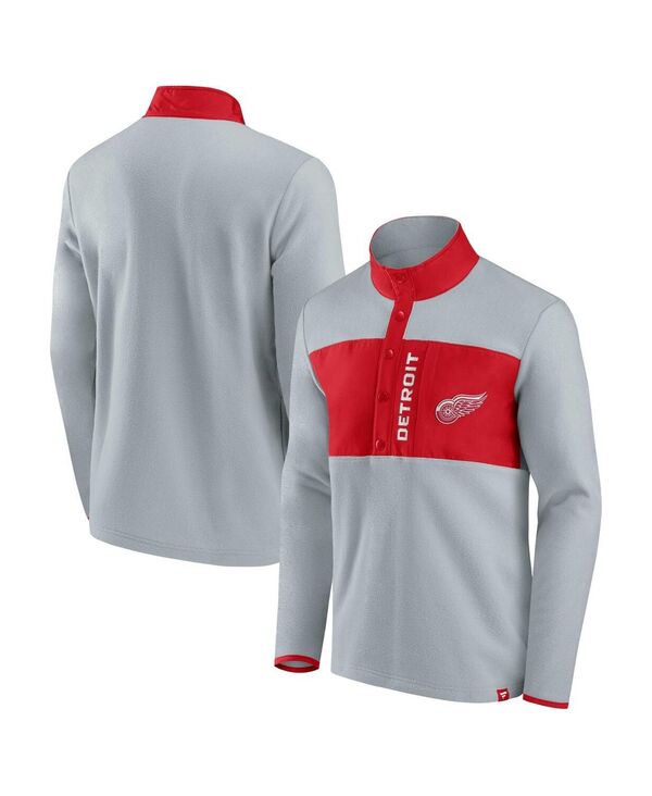 ファナティクス メンズ アウター ジャケット・ブルゾン フリース ジャケット Fanatics Men's Gray Red Detroit Red Wings Omni Polar Fleece Quarter-Snap Jacket Gray Red グレー