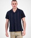 【送料無料】 ゲス メンズ シャツ トップス Men's Cooper Short Sleeve Striped Button-Front Shirt Smart Blue Multi