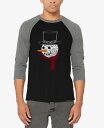 【送料無料】 エルエーポップアート メンズ Tシャツ トップス Men's Snowman Face Raglan Baseball Word Art T-Shirt Gray Black