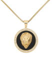 【送料無料】 シモン アイ スミス レディース ネックレス・チョーカー・ペンダントトップ アクセサリー Black Agate & Lion Head 24" Pendant Necklace in Gold-Tone Ion-Plated Stainless Steel Gold-Tone