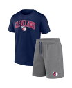 【送料無料】 ファナティクス メンズ Tシャツ トップス Men's Navy Heather Gray Cleveland Guardians Arch T-shirt and Shorts Combo Set Navy Heather Gray