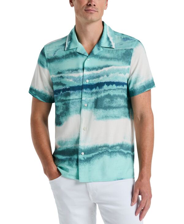 ペリーエリス メンズ トップス シャツ プリント Perry Ellis Men's Short Sleeve Wave Print Button-Fr..