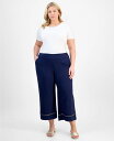 【送料無料】 ジェイエムコレクション レディース カジュアルパンツ ボトムス Plus Size Ladder-Trim Pull-On Capri Pants Intrepid Blue