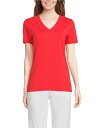 【送料無料】 ランズエンド レディース Tシャツ トップス Women's Relaxed Supima Cotton V-Neck T-Shirt Bright poppy(4)
