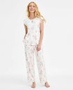 【送料無料】 チャータークラブ レディース ナイトウェア アンダーウェア Women's Cotton Flutter-Sleeve Pajama Set Dreamy Bou