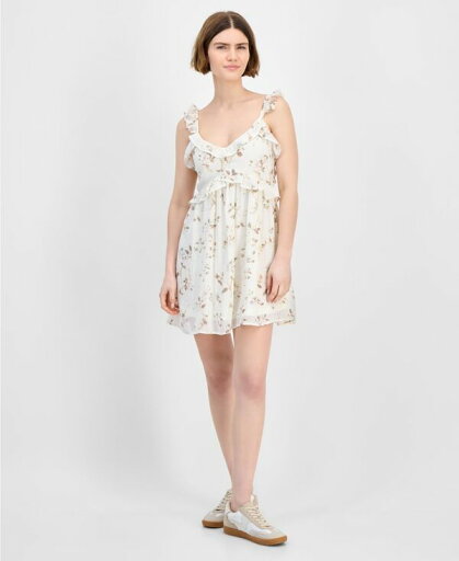 【送料無料】 アンドノウディス レディース ワンピース トップス Women's Ruffled Babydoll Mini Dress White Floral 【送料無料】 アンドノウディス レディース ワンピース トップス Women's Ruffled Babydoll Mini Dress White Floral