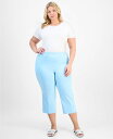 【送料無料】 ジェイエムコレクション レディース カジュアルパンツ ボトムス Plus Size Tummy Control Pull-On Capri Pants Blue Riviera