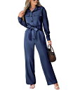 【送料無料】 カップシー レディース ジャンプスーツ トップス Women's V Neck Button-Up Front Tie Waist Jumpsuit Created for Macy's Dark blue