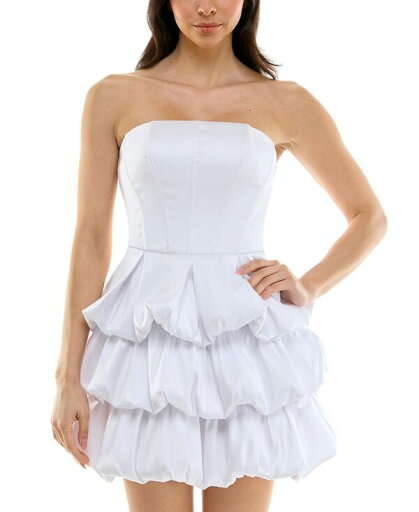 【送料無料】 エメラルドサンデー レディース ワンピース トップス Women's Strapless Satin Bubble-Skirt Mini Dress White 【送料無料】 エメラルドサンデー レディース ワンピース トップス Women's Strapless Satin Bubble-Skirt Mini Dress White