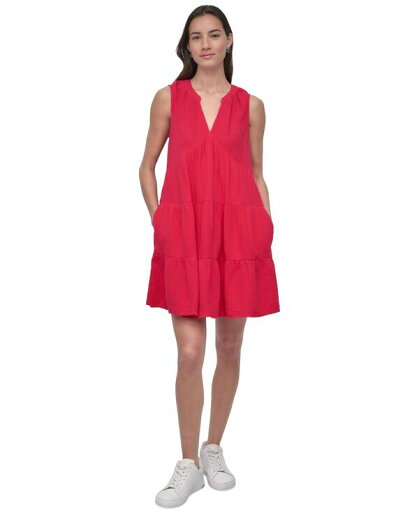 【送料無料】 ダナキャランニューヨーク レディース ワンピース トップス Women's Cotton Gauze Sleeveless Mini Dress AZL - AZALEA 【送料無料】 ダナキャランニューヨーク レディース ワンピース トップス Women's Cotton Gauze Sleeveless Mini Dress AZL - AZALEA