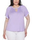 【送料無料】 ベルディーニ レディース シャツ トップス Plus Size Crochet-Trim Short Sleeve Knit Top Light Amethyst(4)