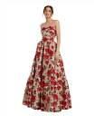 【送料無料】 マックダガル レディース ワンピース トップス Women's Brocade Strapless Floral Gown With Ruffle...