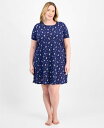 【送料無料】 チャータークラブ レディース ナイトウェア アンダーウェア Plus Size Printed Short-Sleeve Sleepshirt B...